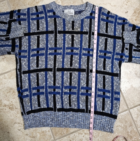 Vintage 80s J.J. Cochran Large Bold Pattern Sweater Rare Retro Statement Preppy - Picture 7 of 7